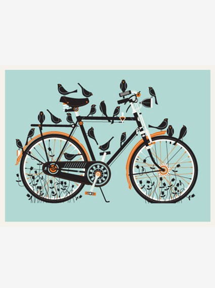Bird Bike Greeting Card
