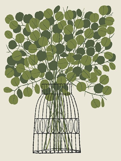 screen print, wall art, home decor, art, print, eucalyptus, botanical, blue, art, print
