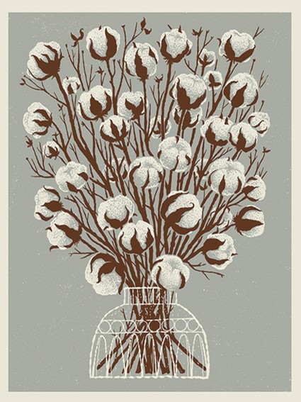 screenprint, wall art, home decor, art, print, cotton, botanical, blue, white, gray