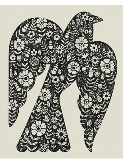 FLORAL BLACK BIRD