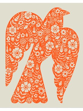 FLORAL ORANGE BIRD